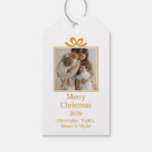 Merry Christmas Greeting Photo Collage Gold  ギフトタグ (正面)