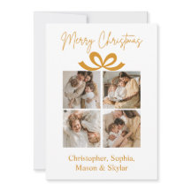 Merry Christmas Greeting Photo Collage Gold 