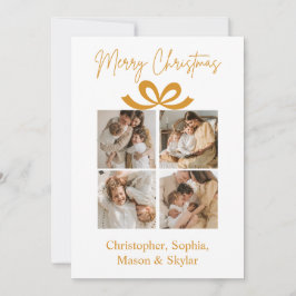 Merry Christmas Greeting Photo Collage Gold  シーズンカード