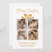 Merry Christmas Greeting Photo Collage Gold シーズンカード (正面/裏面)