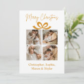 Merry Christmas Greeting Photo Collage Gold シーズンカード (スタンド正面)