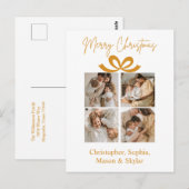 Merry Christmas Greeting Photo Collage Gold  ポストカード (正面/裏面)