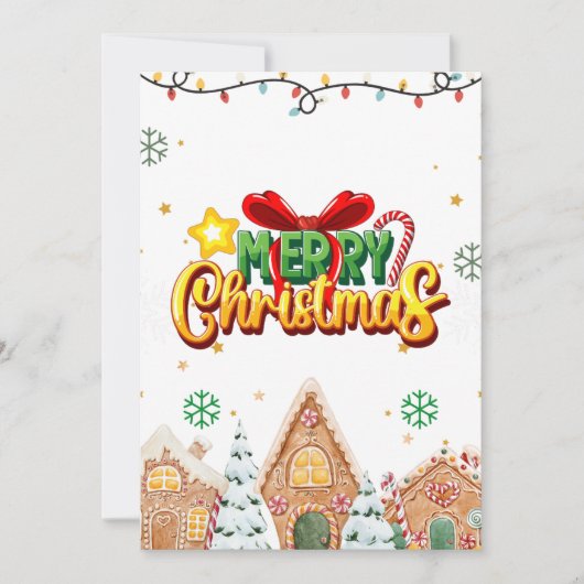 Merry Christmas Greeting with Gingerbread Houses シーズンカード (正面)