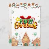 Merry Christmas Greeting with Gingerbread Houses シーズンカード (正面/裏面)