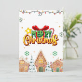 Merry Christmas Greeting with Gingerbread Houses シーズンカード (スタンド正面)