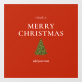Merry Christmas greeting with tree on red custom ウィンドウサイン (シート)