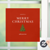 Merry Christmas greeting with tree on red custom ウィンドウサイン (ホーム)
