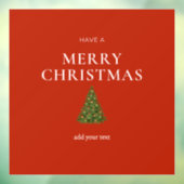 Merry Christmas greeting with tree on red custom ウィンドウサイン (シート3)