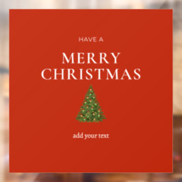 Merry Christmas greeting with tree on red custom ウィンドウサイン