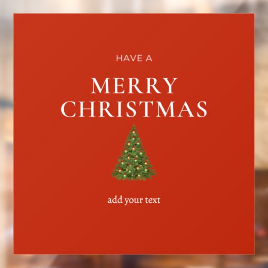 Merry Christmas greeting with tree on red custom ウィンドウサイン (シート2)