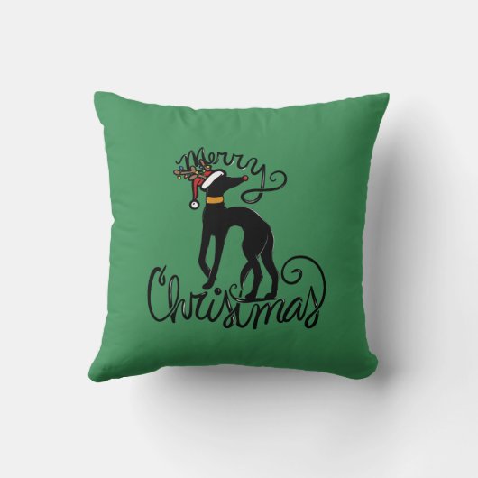 Merry Christmas Greyhound Reindeer  クッション (裏面)