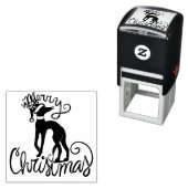 Merry Christmas Greyhound Reindeer Rubber Stamp セルフインキングスタンプ (インサイチュ)