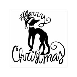 Merry Christmas Greyhound Reindeer Rubber Stamp セルフインキングスタンプ