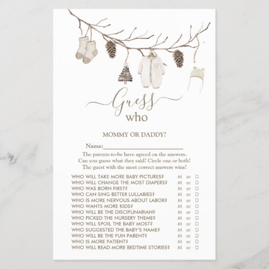 Merry Christmas 'Guess Who'  Baby Shower Game チラシ (正面)