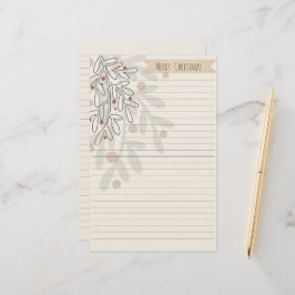 Merry Christmas hand drawn floral mistletoe 便箋