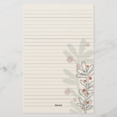 Merry Christmas hand drawn floral mistletoe 便箋 (裏面)