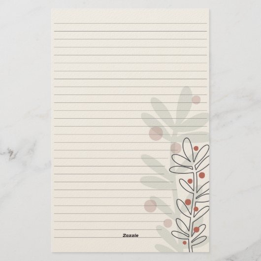 Merry Christmas hand drawn floral mistletoe 便箋 (裏面)