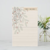 Merry Christmas hand drawn floral mistletoe 便箋 (スタンド正面)