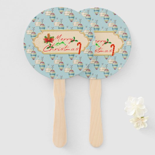 Merry Christmas Hand Fan – Festive Holiday Design  ハンドファン (正面&裏面)