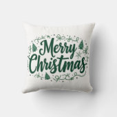 Merry Christmas Hand Lettering Decorative Pillow クッション (裏面)