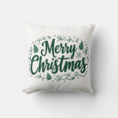 Merry Christmas Hand Lettering Decorative Pillow クッション (正面)