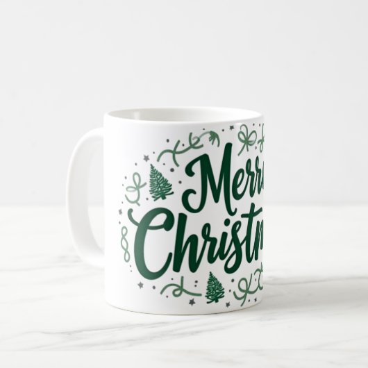 Merry Christmas Hand Lettering Mug コーヒーマグカップ (正面左)