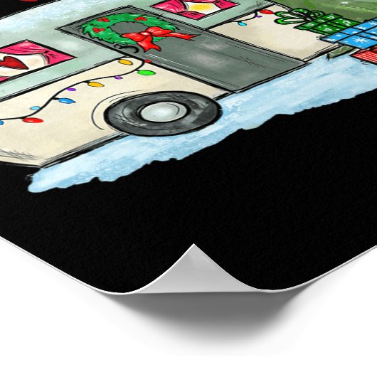 Merry Christmas Happy Camper Fun Camping Life Fami ポスター (角)