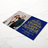 Merry Christmas Happy Hanukkah Family Photo  箔シーズンカード (回転した状態)