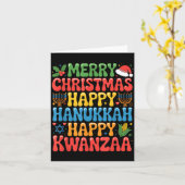 Merry Christmas Happy Hanukkah Kwanzaa Quote  カード (黄色い花)