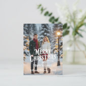 Merry Christmas/Happy Holidays Couples Photo Front シーズンポストカード (スタンド正面)