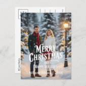 Merry Christmas/Happy Holidays Couples Photo Front シーズンポストカード (正面/裏面)
