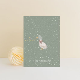 Merry Christmas Happy Holidays Duck Card ポストカード