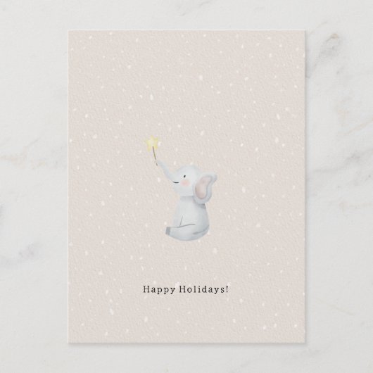 Merry Christmas Happy Holidays Elephant Card ポストカード (正面)