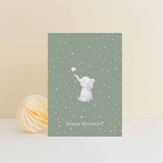 Merry Christmas Happy Holidays Elephant Card ポストカード