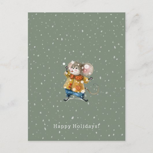 Merry Christmas Happy Holidays Mouse Card ポストカード (正面)