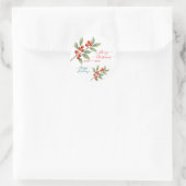 Merry Christmas Happy Holidays Winterberry Design ラウンドシール (バッグ)