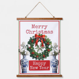 MERRY CHRISTMAS HAPPY NEW YEAR 吊り下げ型タペストリー