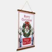 MERRY CHRISTMAS HAPPY NEW YEAR 吊り下げ型タペストリー (傾斜あり)