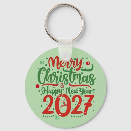 Merry Christmas Happy New Year 2026 Reindeer キーホルダー (正面)