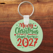 Merry Christmas Happy New Year 2026 Reindeer キーホルダー (裏面)