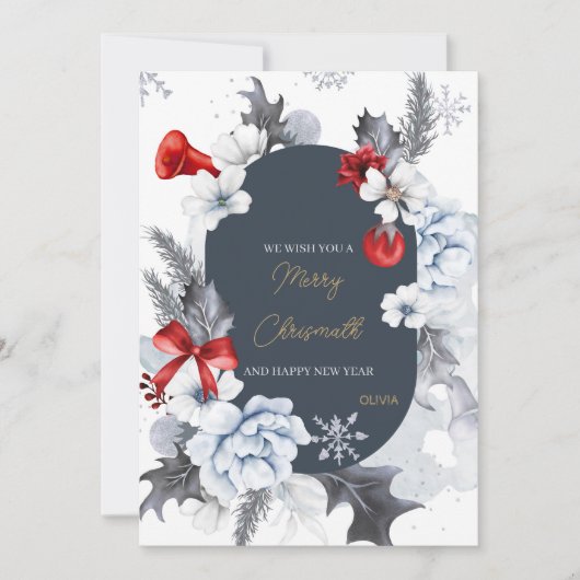 Merry Christmas happy new year card サンキューカード (正面)