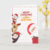 Merry Christmas & Happy New Year Card with Gifts カード (黄色い花)