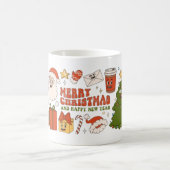 Merry Christmas & Happy New Year Cute Cartoon Xmas コーヒーマグカップ (中央)