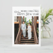 Merry Christmas Happy New Year Family 4 Photos シーズンカード (スタンド正面)