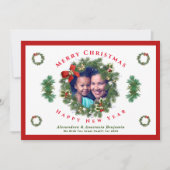 Merry Christmas Happy New Year Family Photo Custom シーズンカード (正面)