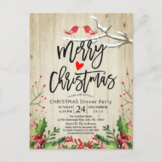 Merry Christmas Happy New Year Holiday Santa Party ポストカード (正面)