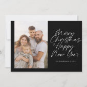 Merry Christmas & Happy New Year Modern Script シーズンカード (正面)