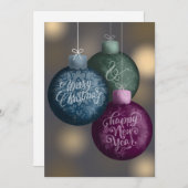 Merry Christmas & Happy New Year Ornaments Custom シーズンカード (正面/裏面)