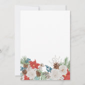Merry Christmas Happy New Year Poinsettia and Pine シーズンカード (裏面)