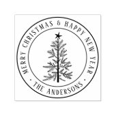 Merry Christmas & Happy New Year Rustic Pine Tree  セルフインキングスタンプ (デザイン)